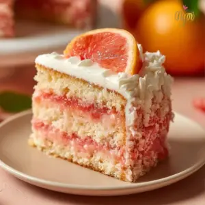 A mouthwatering slice of decadent Hawaiian Guava Cake topped with fresh guava.