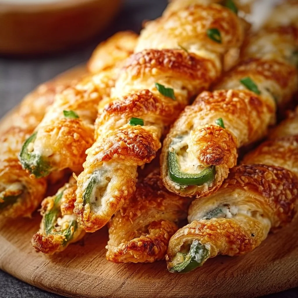 Jalapeno Popper Twists served on a platter, garnished with herbs.