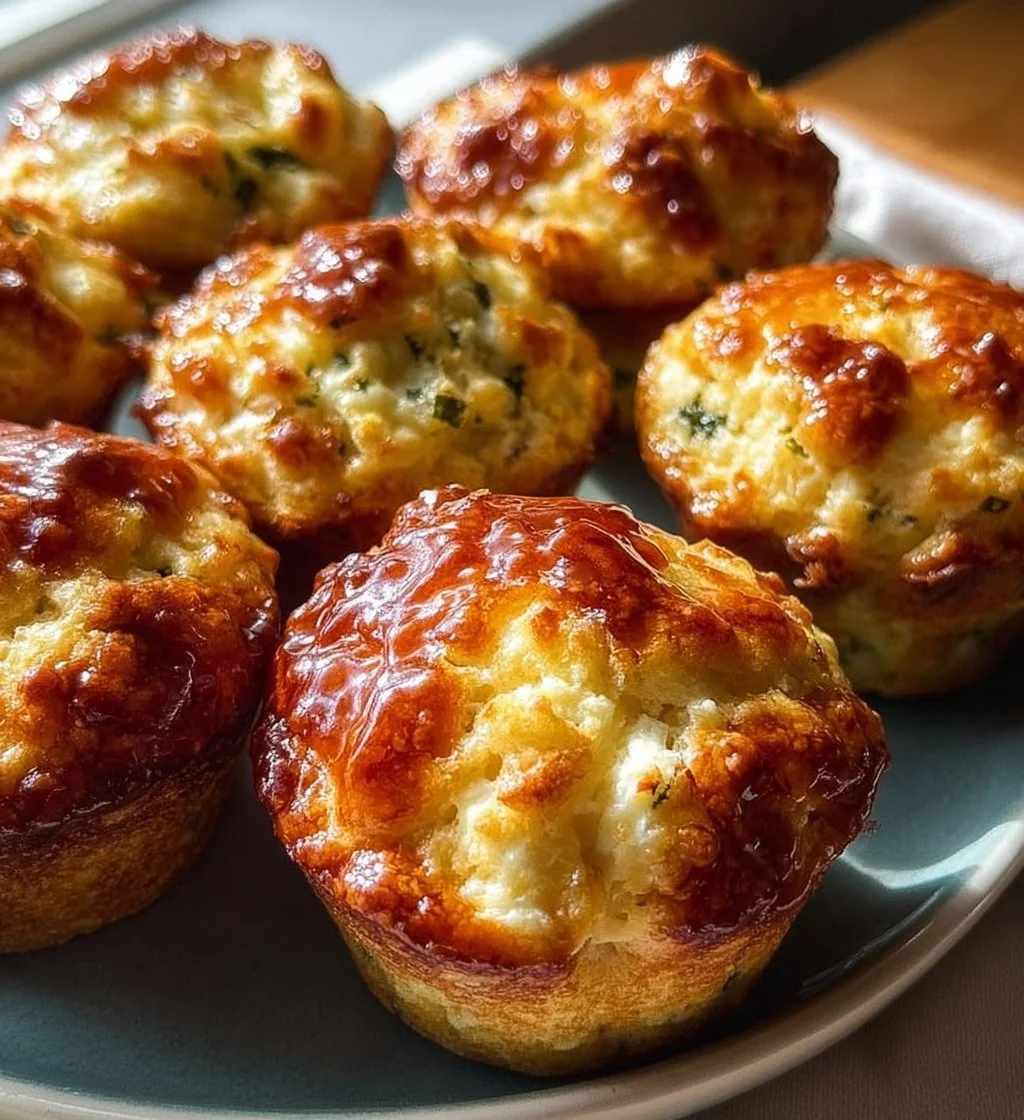 Filling cottage cheese breakfast muffins on a plate
