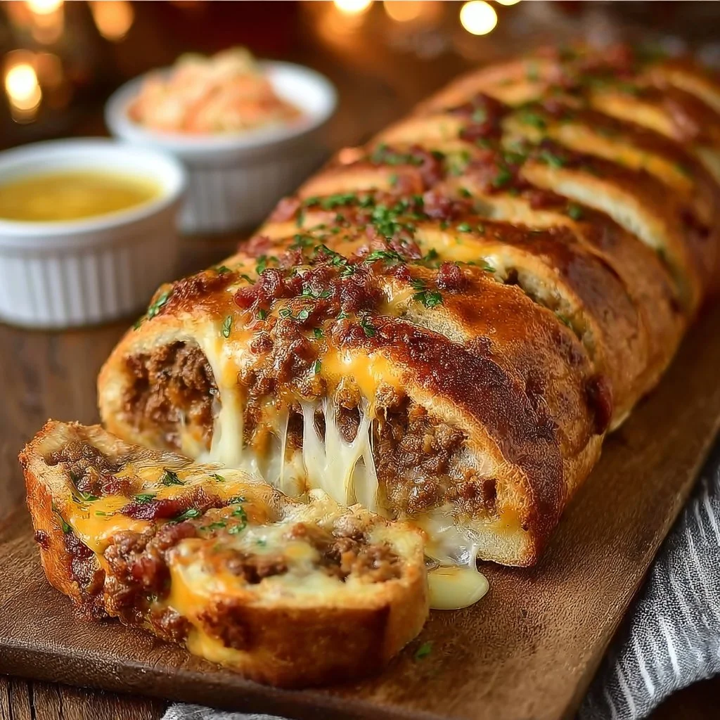Freshly baked Garbage Bread filled with leftover ingredients for a tasty meal.