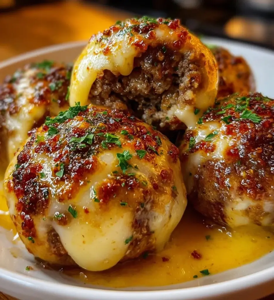 Garlic Parmesan Cheeseburger Bombs served on a plate for a delicious snack or appetizer