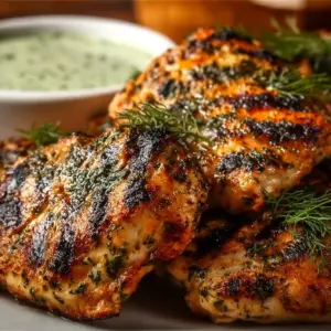 Delicious Greek Yogurt Marinated Chicken on a serving platter