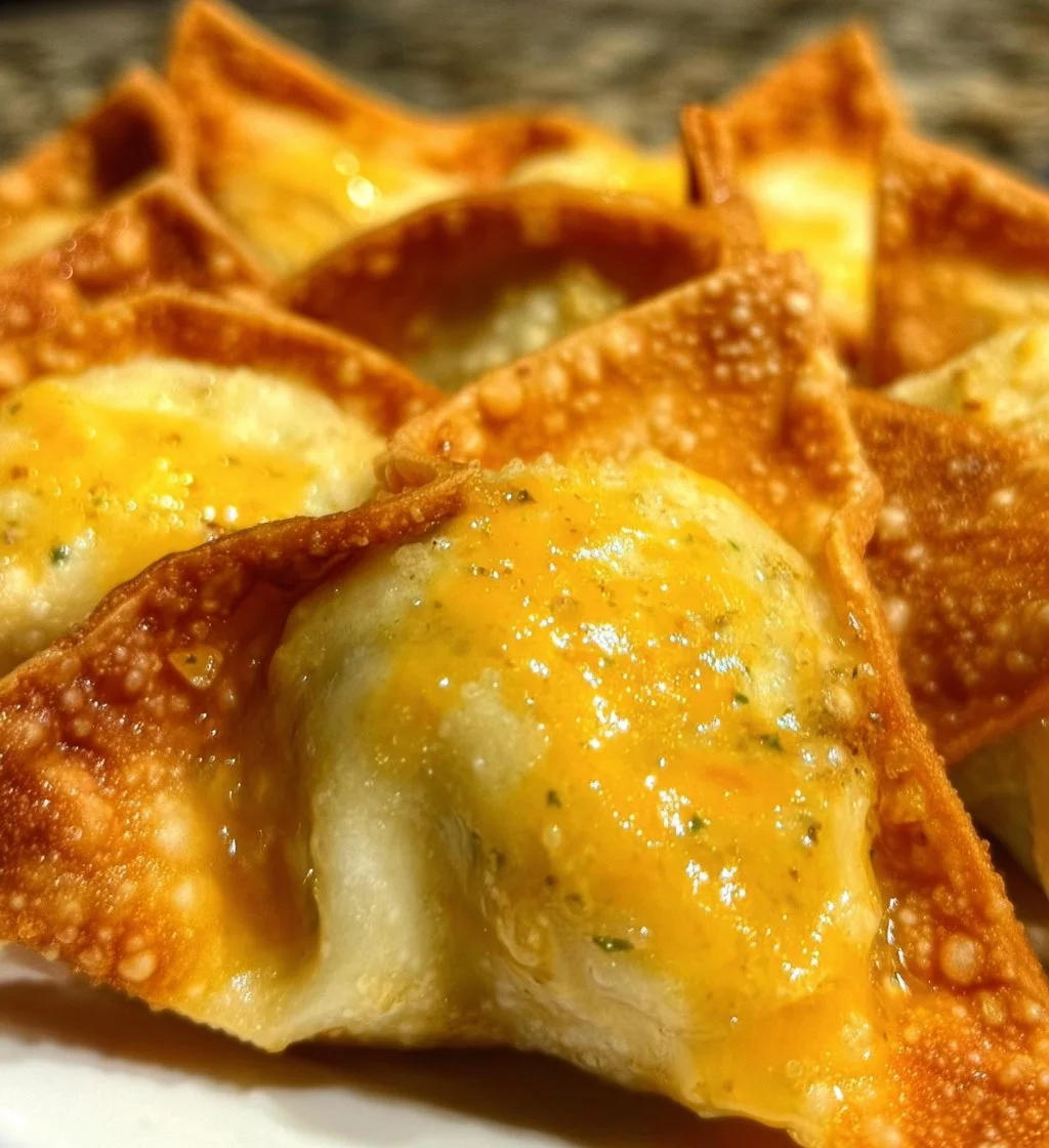Crispy Jalapeno Popper Wontons filled with cream cheese and jalapenos.