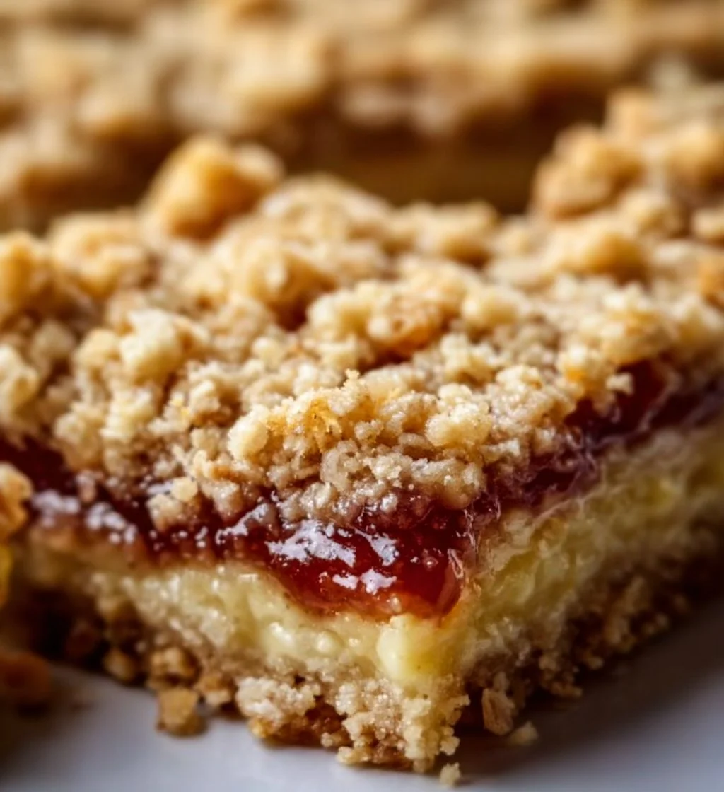 Lemon Oatmeal Crumble Bars topped with zest and oats on a rustic wooden table.