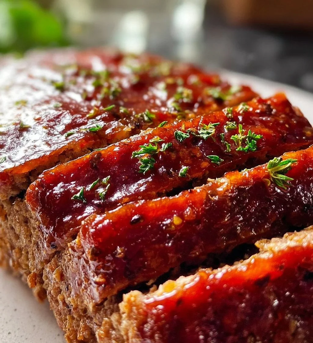 Delicious Lipton onion soup meatloaf garnished with fresh parsley on a plate.