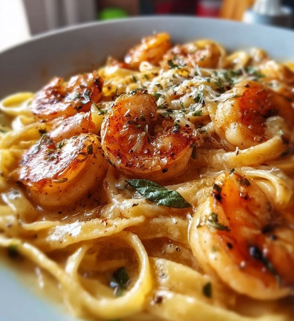 Delicious Marry Me Shrimp Pasta served in a bowl with fresh herbs