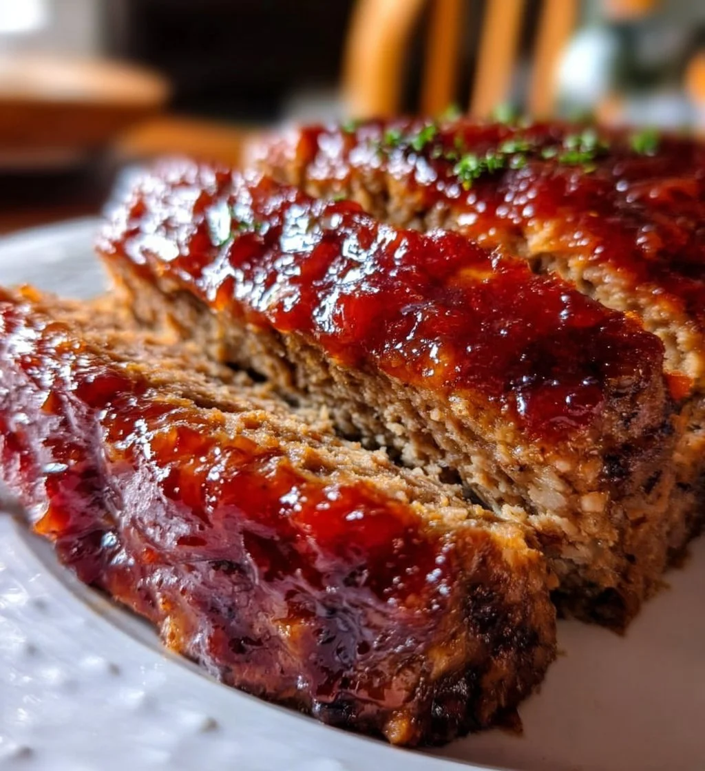 Delicious brown sugar meatloaf cooked to perfection on a plate