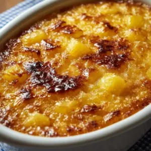 Delicious homemade Pineapple Bake dessert served on a plate
