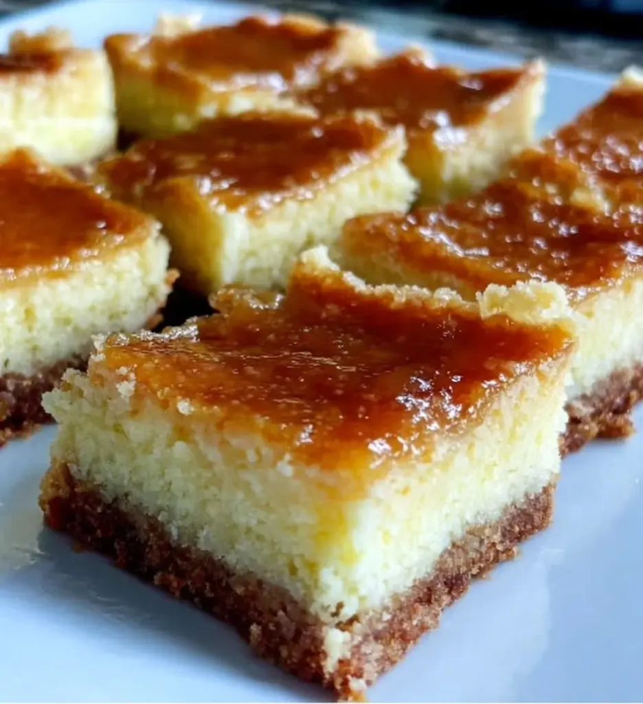 Delicious Salted Caramel Cheesecake Bars topped with a sprinkle of salt.