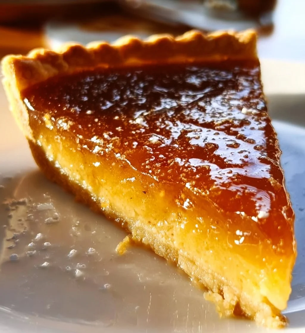 Delicious Salted Honey Pie topped with a sprinkle of sea salt