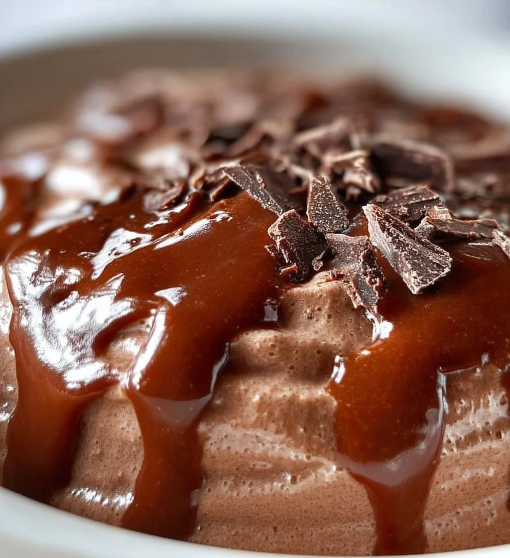 Delicious cottage cheese chocolate mousse served in a bowl