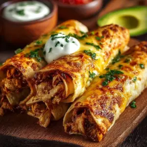 Spicy Hatch Chili Chicken Taquito Rolls served with dipping sauce