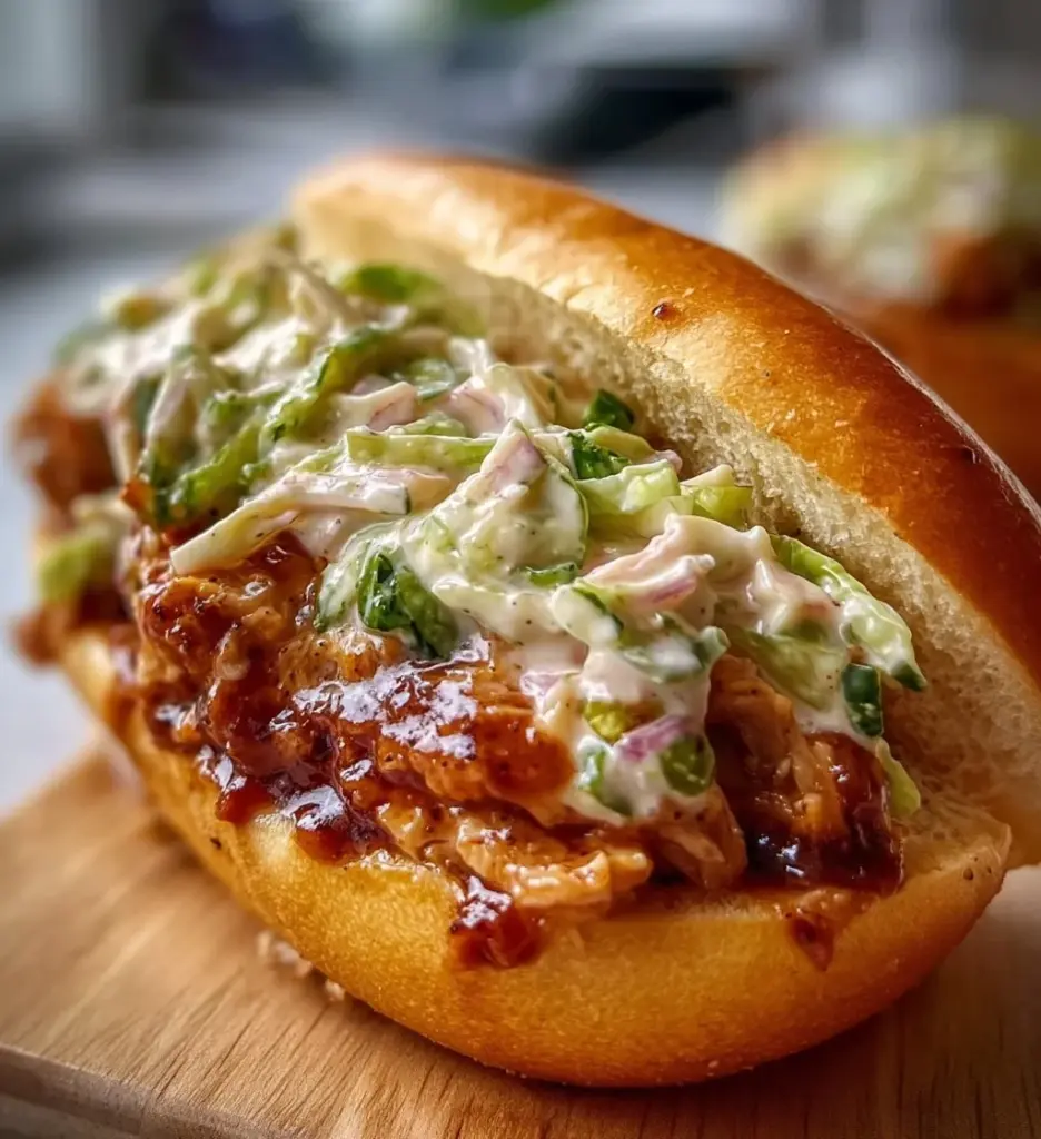 Alabama BBQ Chicken Chopped Sandwich with tender chicken and tangy sauce