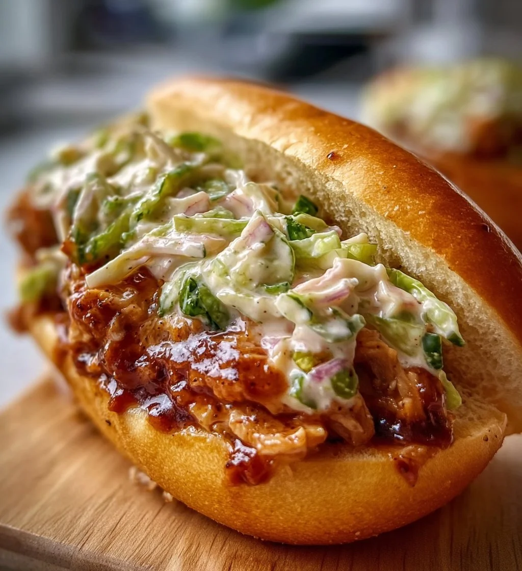 Alabama BBQ Chicken Chopped Sandwich with tender chicken and tangy sauce
