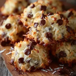 Freshly baked Almond Joy Cookies with chocolate, coconut, and almonds