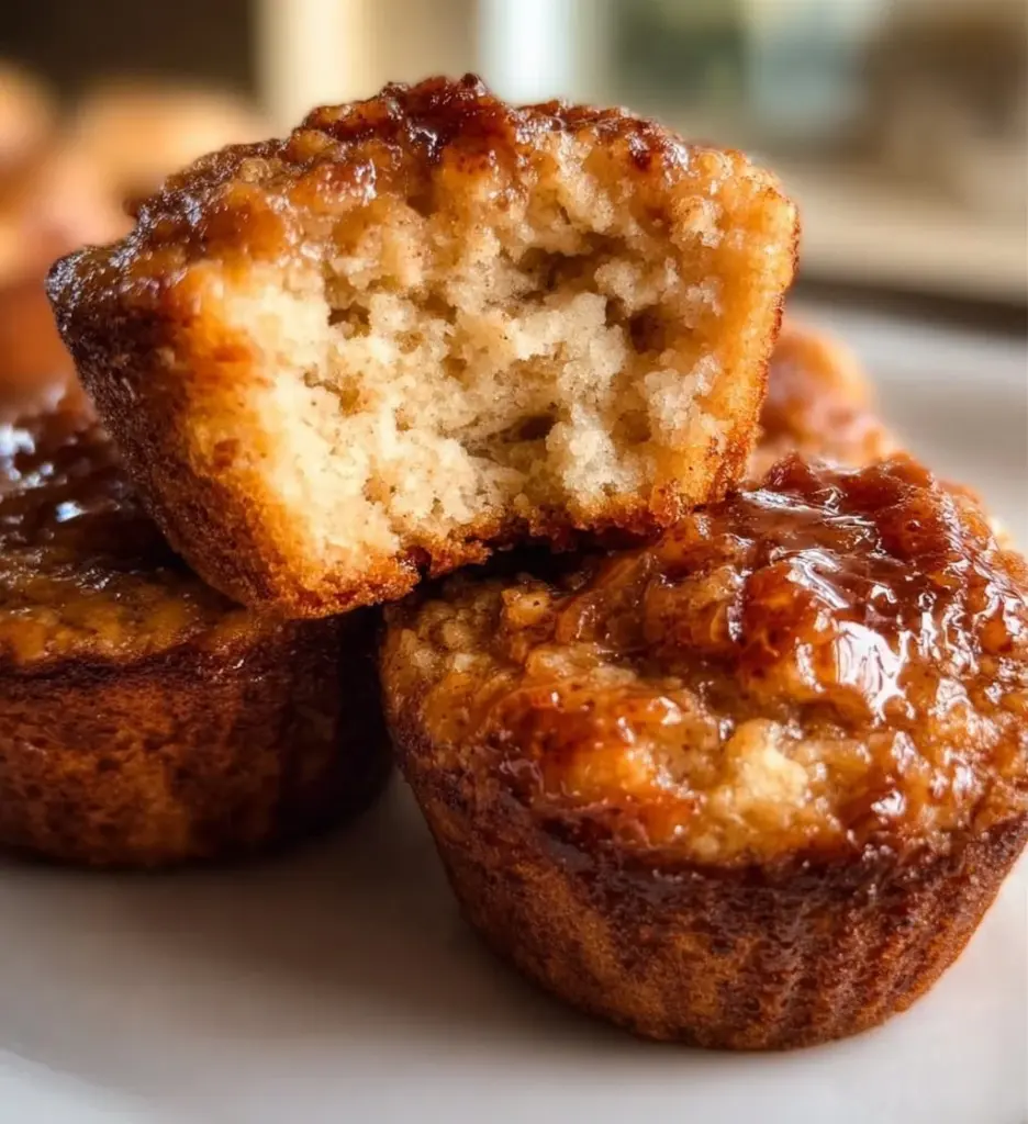 Freshly baked apple cinnamon cottage cheese muffins on a cooling rack