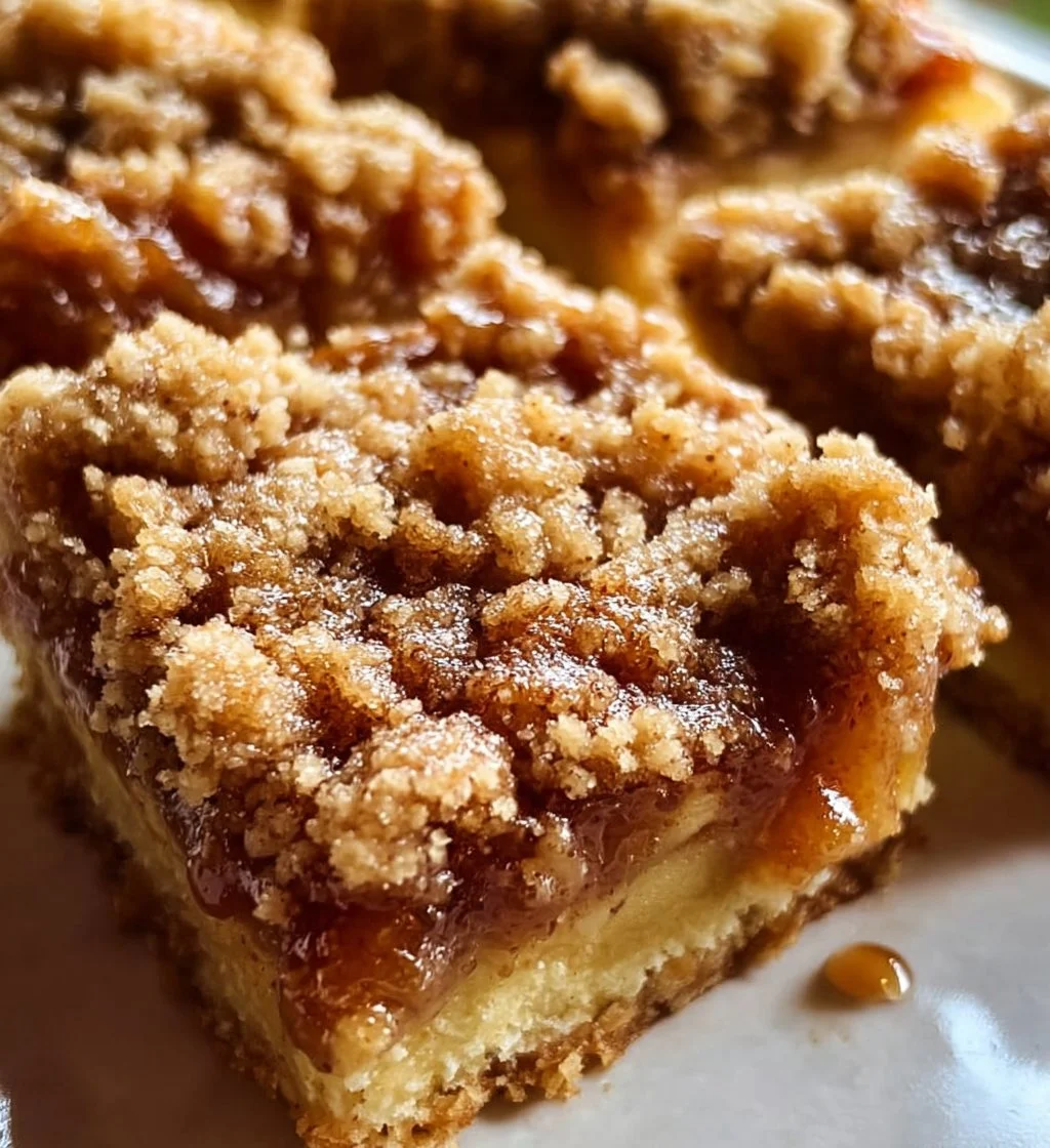 Delicious homemade Apple Crumb Bars topped with crumbs and fresh apples