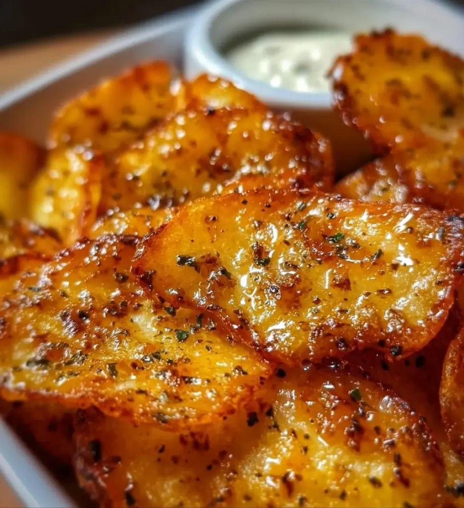 Baked cottage cheese chips served in a bowl, a healthy snack option.