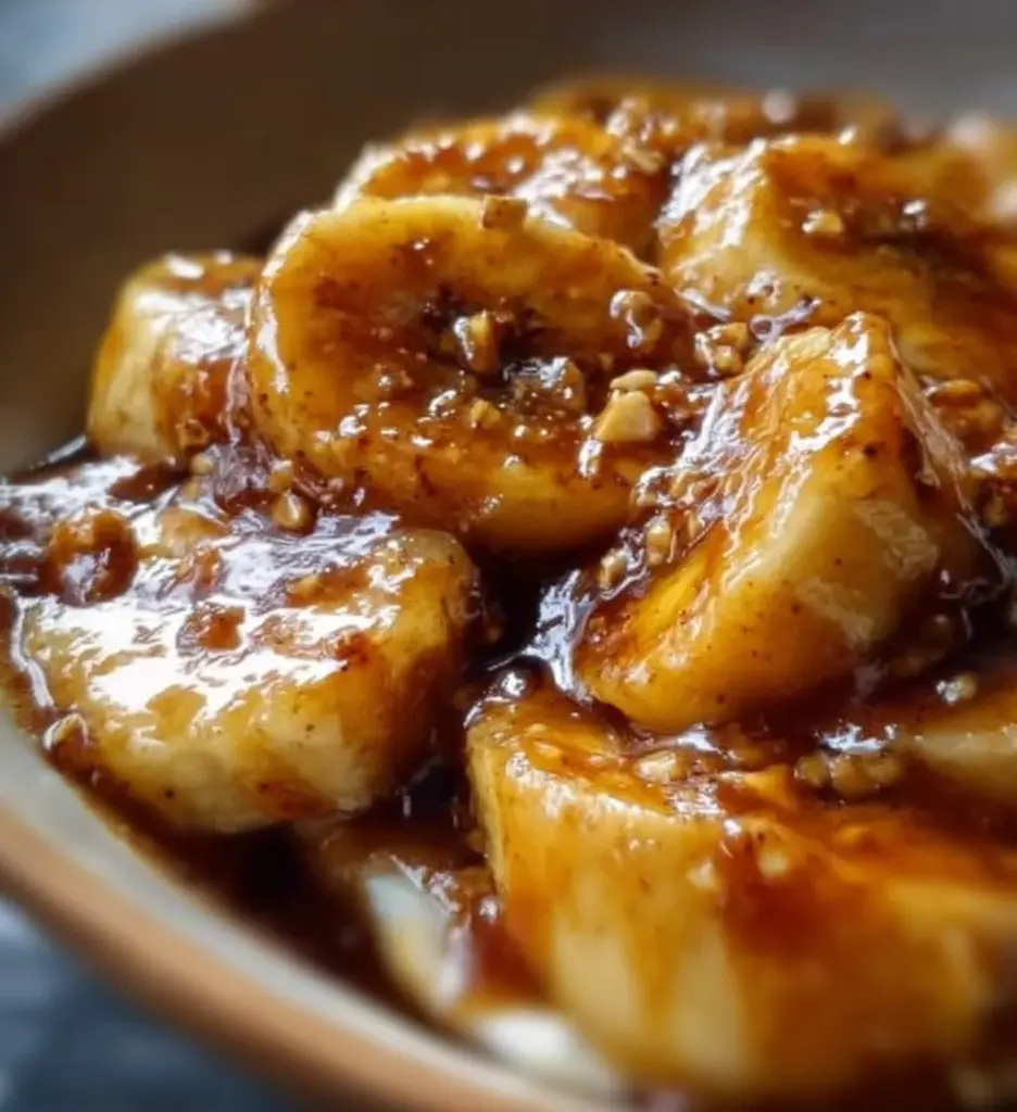 Delicious Bananas Foster dessert with caramelized bananas and rum sauce