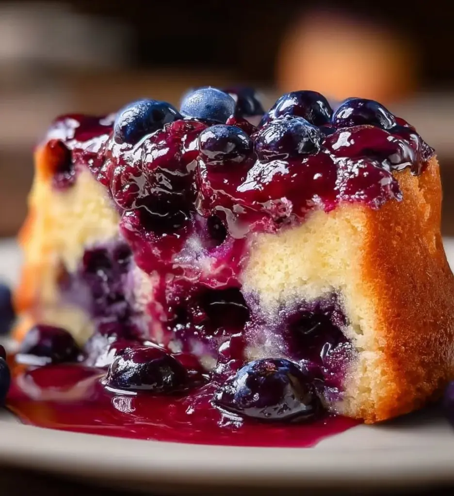 Delicious homemade blueberry yogurt cake with fresh blueberries on top