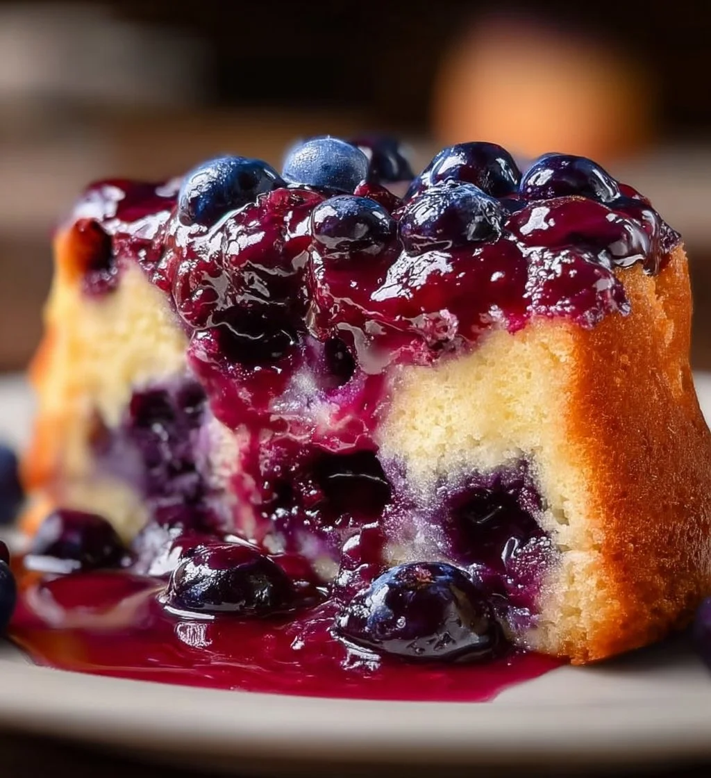 Delicious homemade blueberry yogurt cake with fresh blueberries on top