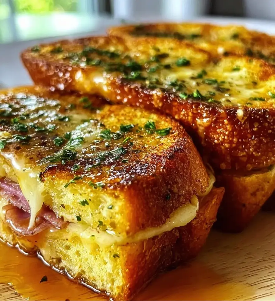 Delicious Cuban garlic bread sandwiches with garlic, butter, and fresh herbs.
