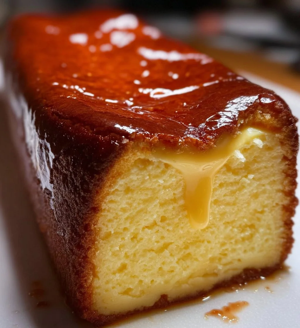 Delicious burnt Basque cheesecake baked in a loaf pan