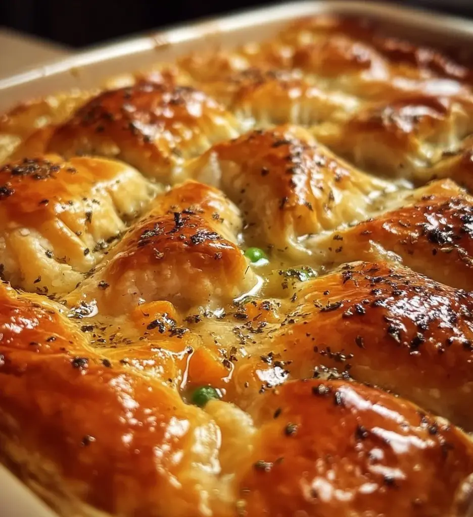 Delicious homemade chicken pot pie with flaky crust and savory filling