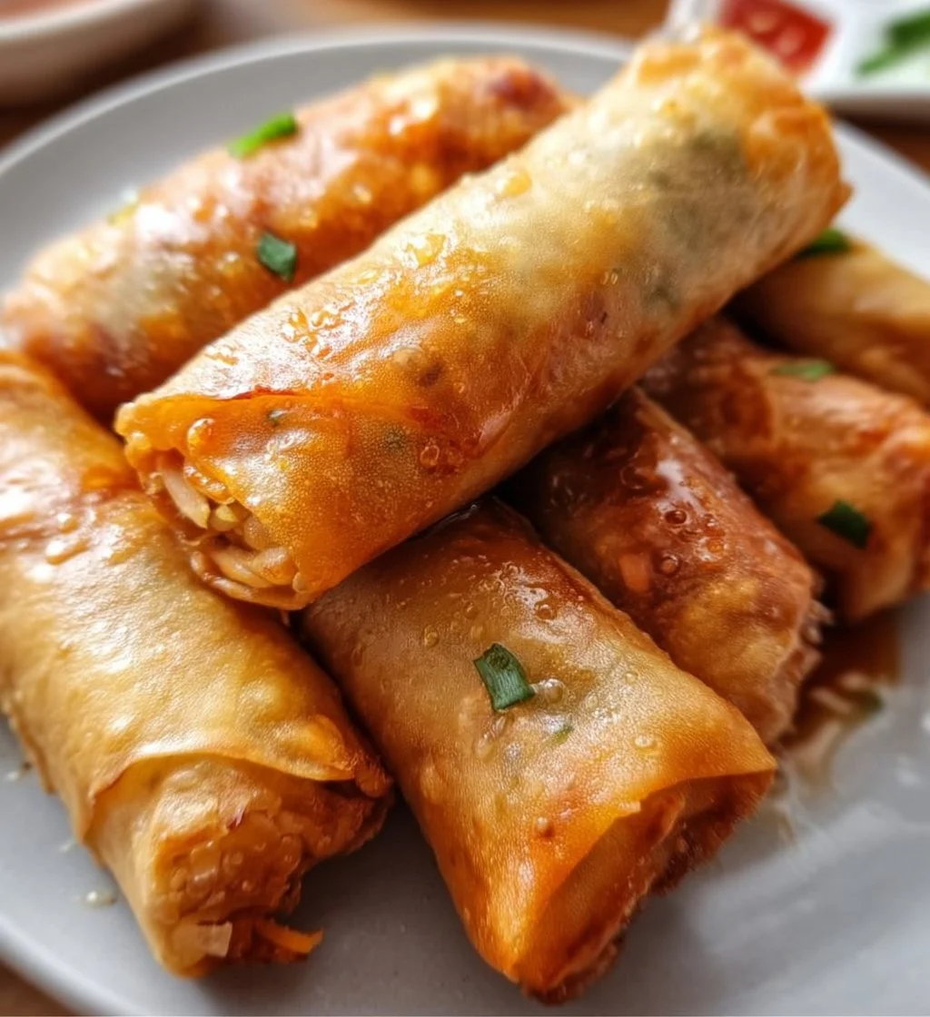 Crispy Chinese vegetable spring rolls served with dipping sauce