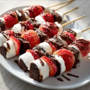 Homemade chocolate marshmallow treats on a plate with sprinkles.