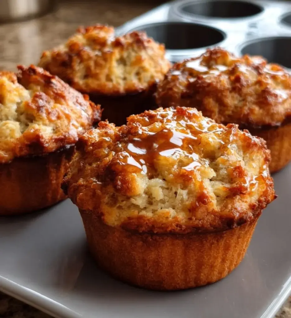 Cottage Cheese Banana Muffins fresh out of the oven with bananas and cottage cheese