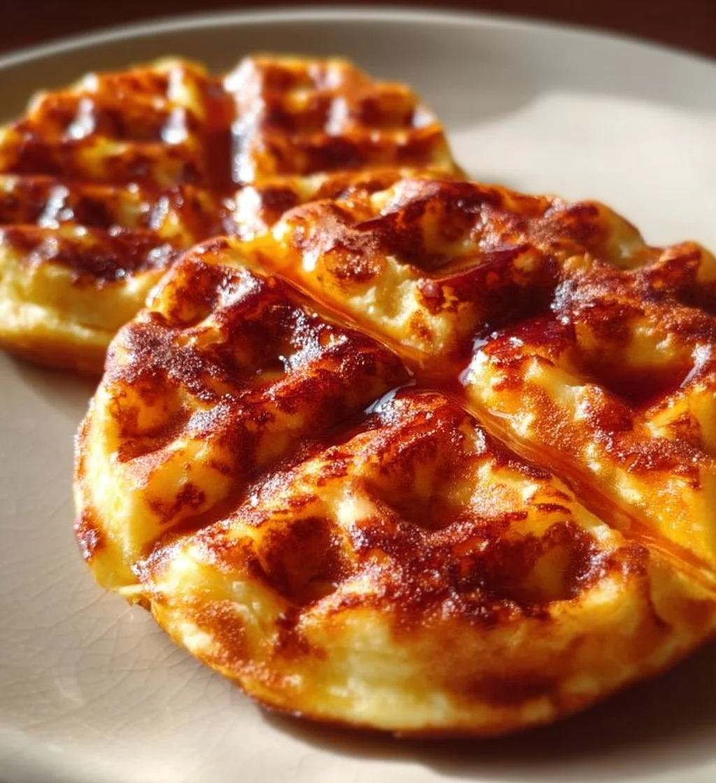 Delicious Cottage Cheese Chaffles served on a plate with toppings