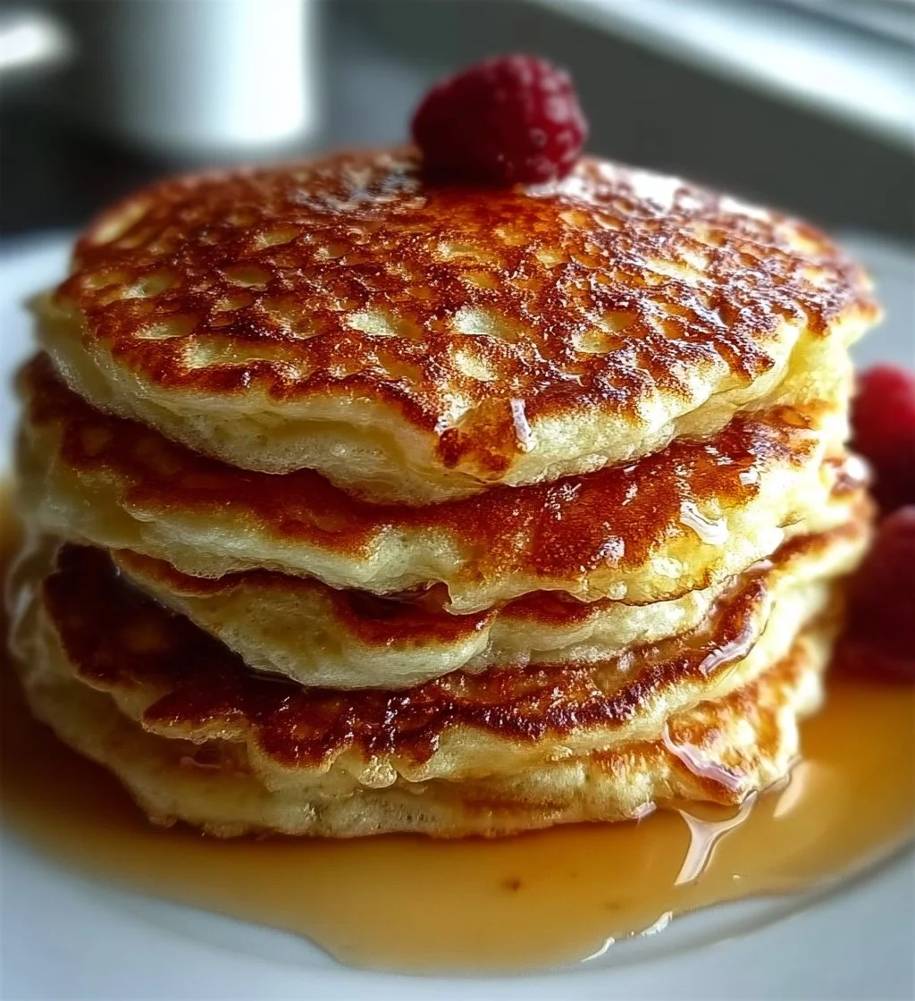 Delicious cottage cheese pancakes served with berries and syrup