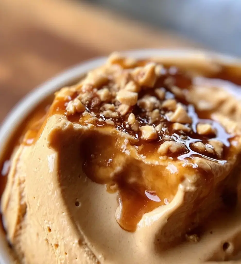 Delicious Cottage Cheese Peanut Butter Mousse served in a bowl