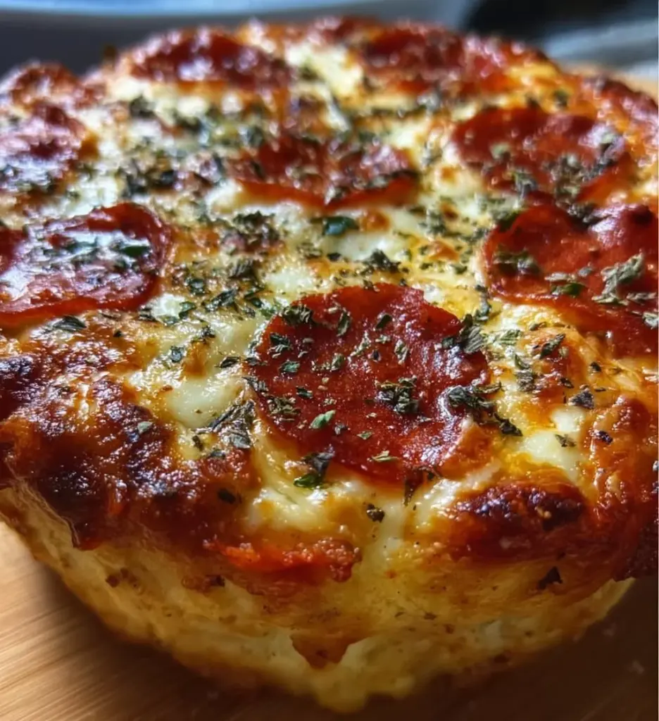 A healthy Cottage Cheese Pizza Bowl topped with fresh veggies and herbs