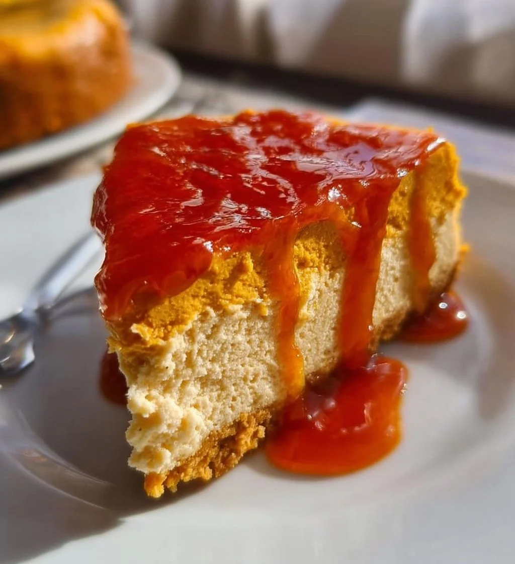Delicious Cottage Cheese Pumpkin Cheesecake with a creamy texture and autumn spices