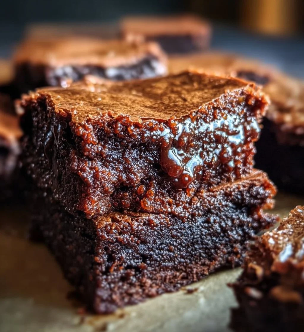 Delicious flourless sweet potato brownies topped with chocolate
