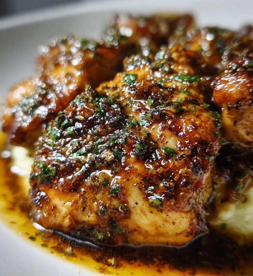 Delicious Garlic Herb Chicken dish garnished with fresh herbs and spices.