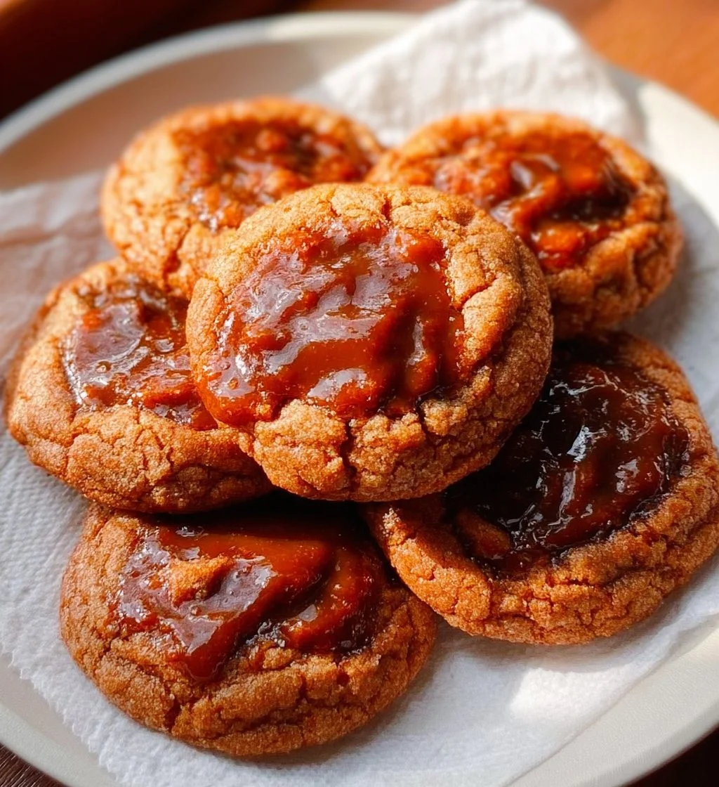 Gochujang Caramel Cookies topped with sweet caramel drizzle and red pepper flakes