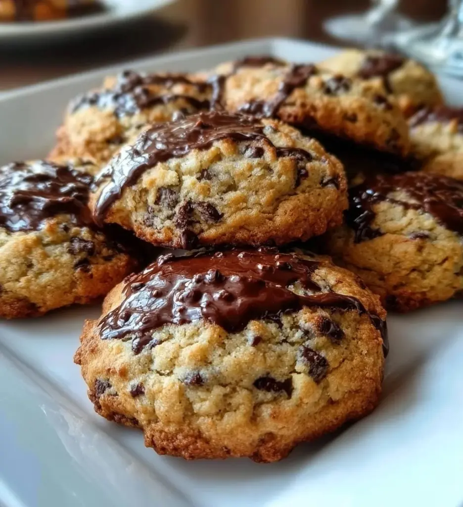 Delicious Greek yogurt chocolate chip cookies on a plate