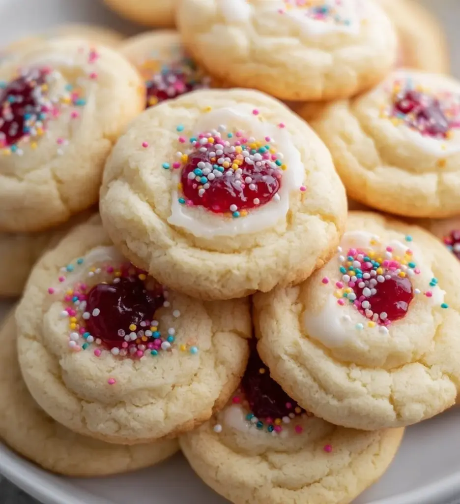 Delicious Greek Yogurt Sugar Cookies topped with sugar and baked to perfection.