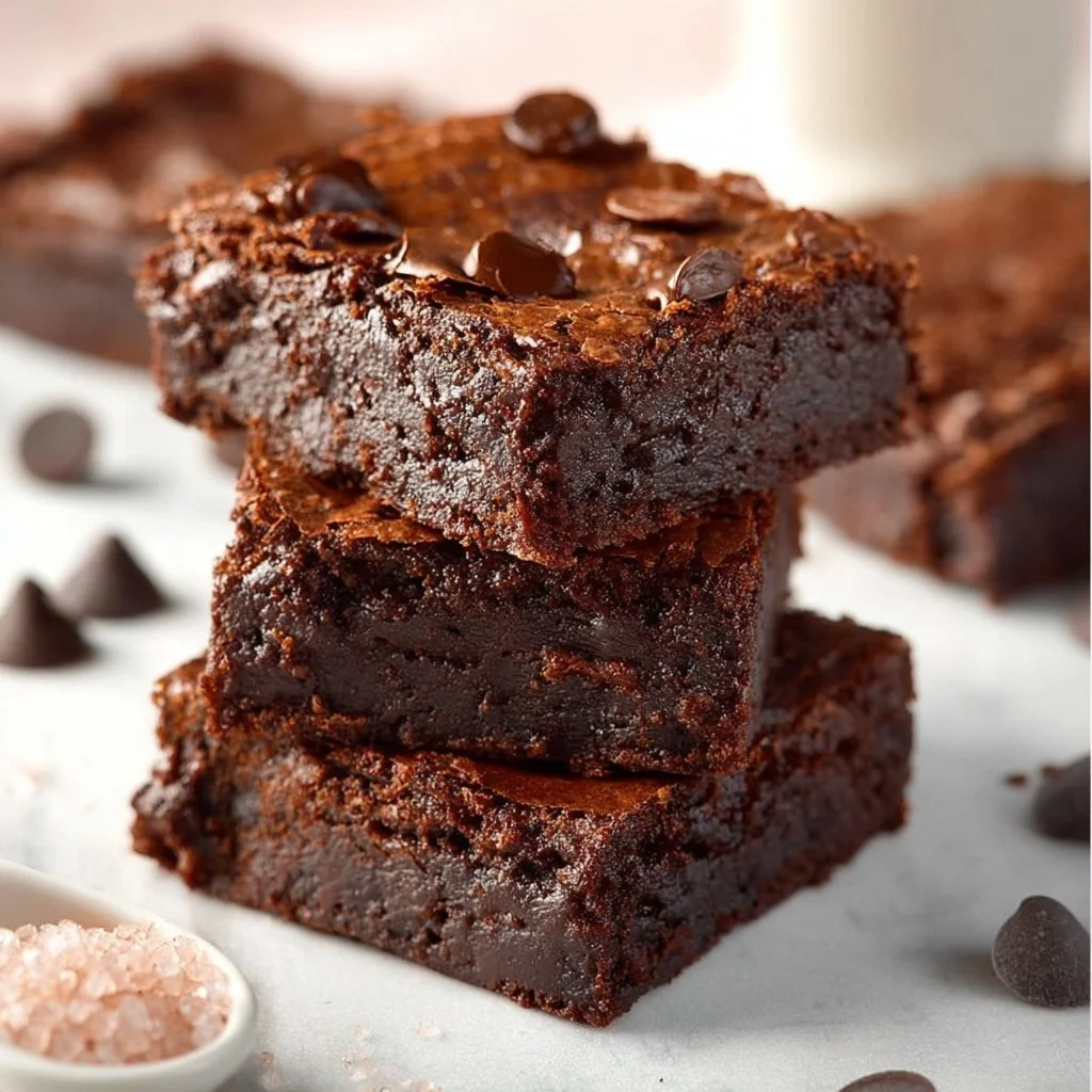 Delicious healthy Greek yogurt brownies on a plate