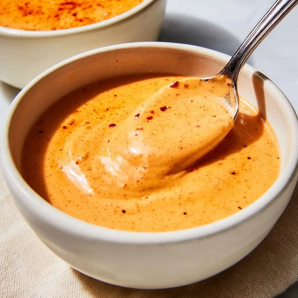 Healthy Greek yogurt taco sauce in a bowl, perfect for tacos or as a dip.