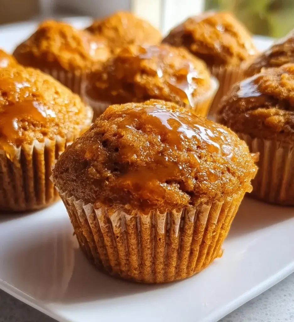 Assorted healthy muffins with fruits and grains on a wooden table