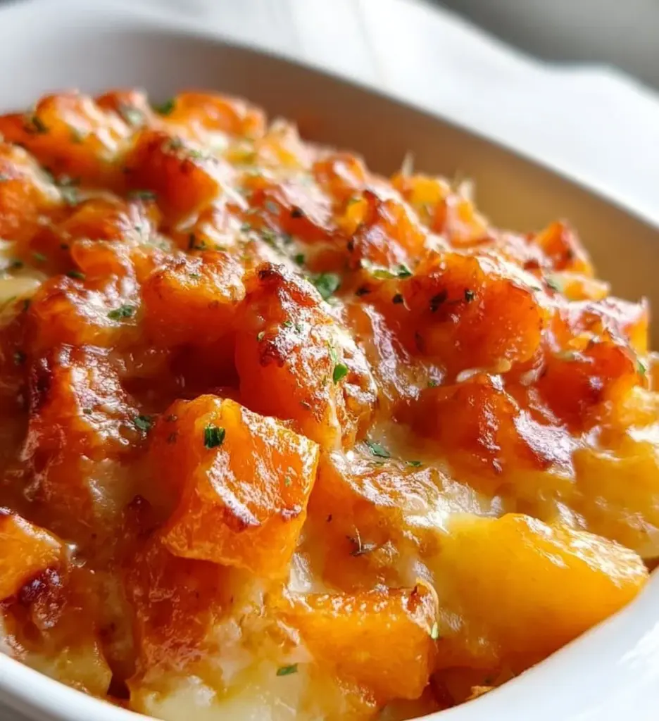 Hearty rutabaga and carrot casserole dish ready to serve