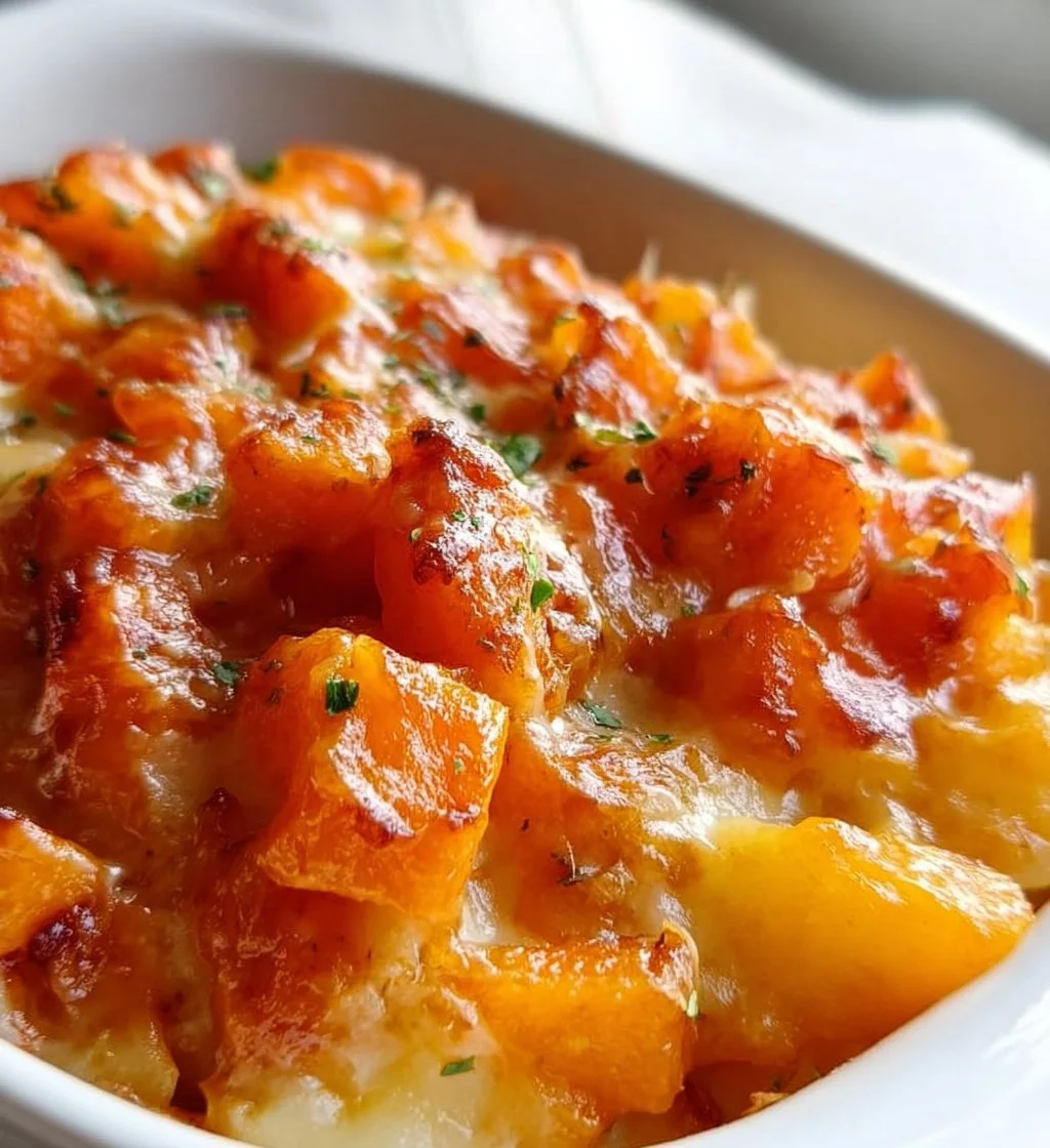 Hearty rutabaga and carrot casserole dish ready to serve
