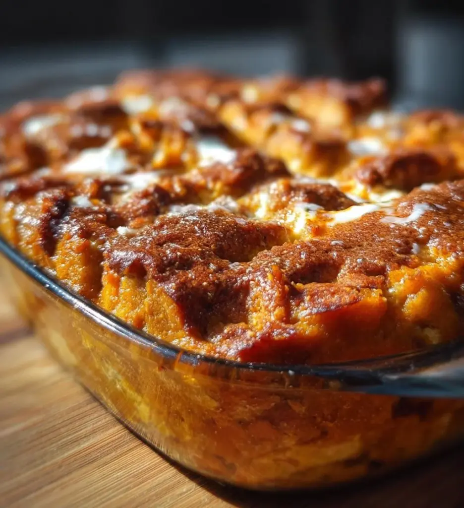 High protein cottage cheese pumpkin bake slice on a plate