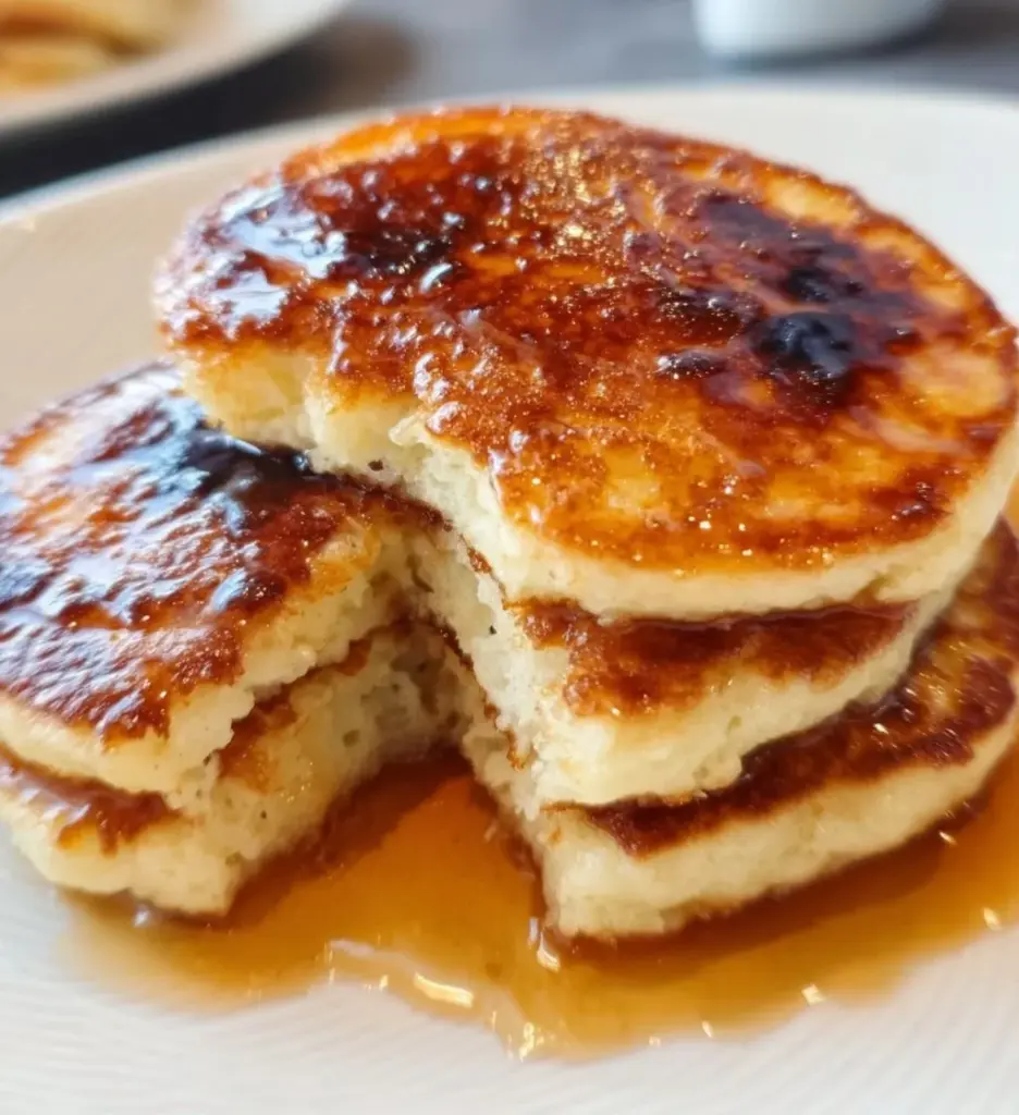 Fluffy keto-friendly cottage cheese pancakes topped with fresh fruits and syrup