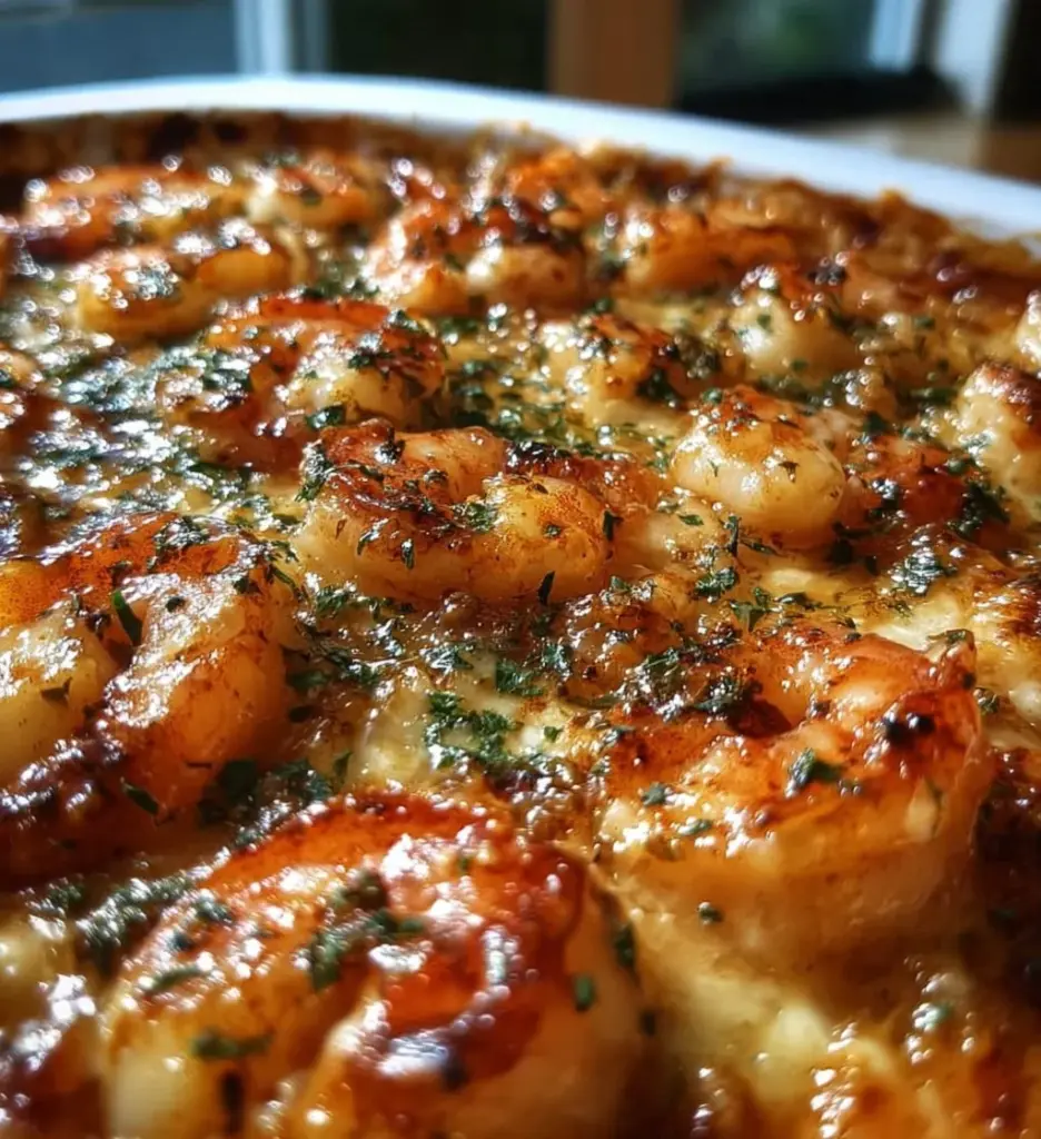 Low-carb shrimp Tuscan bake with fresh ingredients and creamy sauce