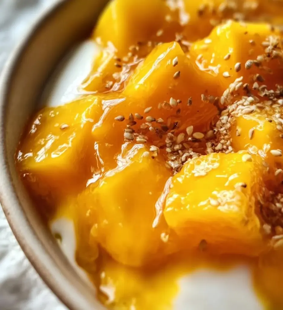 Delicious Mango Yogurt Bowl topped with fresh fruits and granola